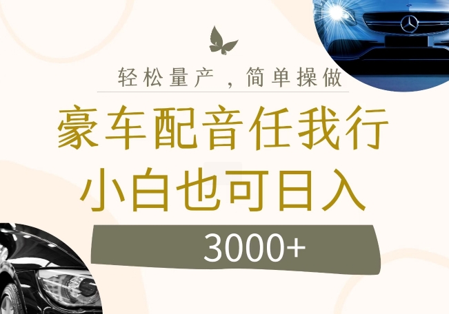 不为人知的暴力小项目，豪车配音，日入几张【揭秘】 - 搞薯条网-搞薯条网