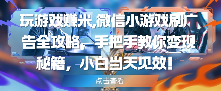 玩游戏挣米，微信小游戏刷广告全攻略，手把手教你变现秘籍，小白当天见效 - 搞薯条网-搞薯条网