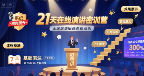 21天在线演讲密训营，王牌演讲招商课程系统 - 搞薯条网-搞薯条网