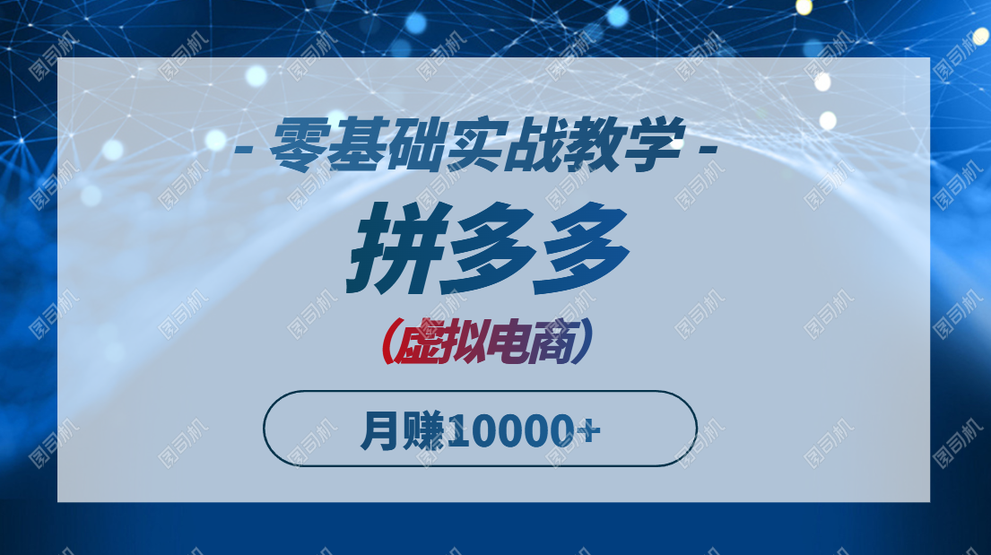 拼多多虚拟电商，零基础实战教学，快速打爆商品，新手也能月入10000+ - 搞薯条网-搞薯条网
