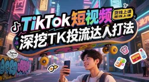 TikTok短视频带货线上课，深挖TK投流达人打法 - 搞薯条网-搞薯条网