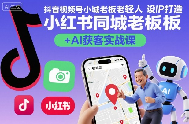 抖音视频号小红书同城老板轻人设IP打造+AI获客实战课，人设打造-算法拆解-拍摄剪辑-内容运营-AI创作 - 搞薯条网-搞薯条网