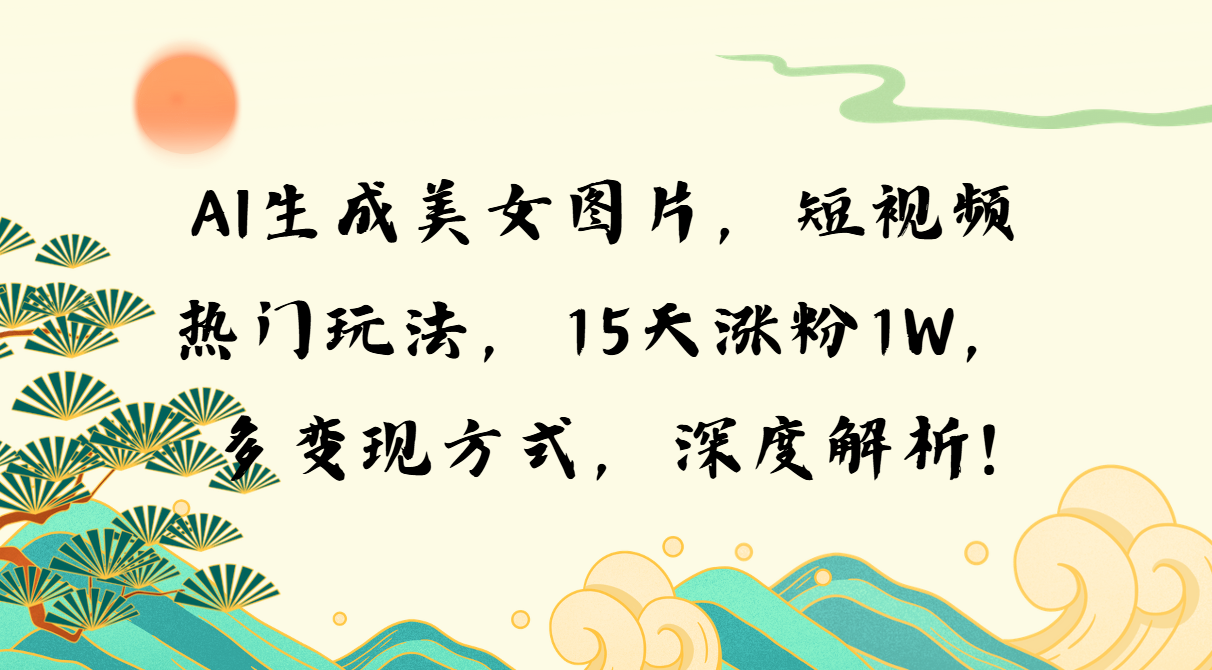 AI生成美女图片，短视频热门玩法，15天涨粉1W，多变现方式，深度解析! - 搞薯条网-搞薯条网