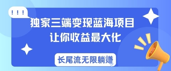 独家三端变现蓝海项目，让你收益最大化，长尾流无限躺挣 - 搞薯条网-搞薯条网