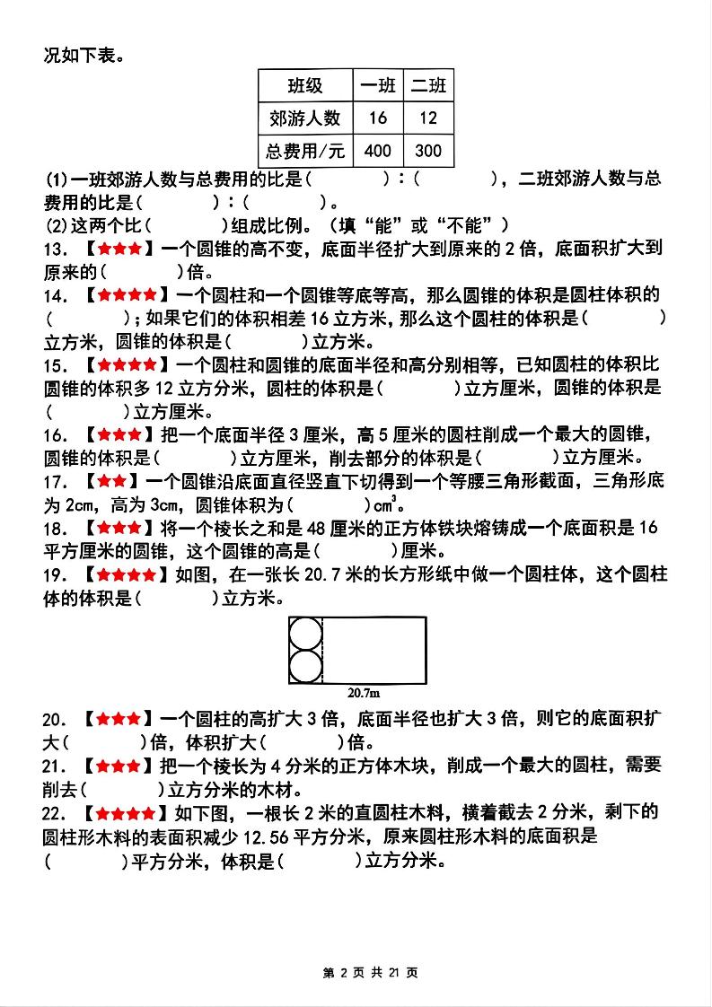 【人教版】六下数学期中复习四大专题精炼（专题一：填空题）(已优化) - 搞薯条网-搞薯条网