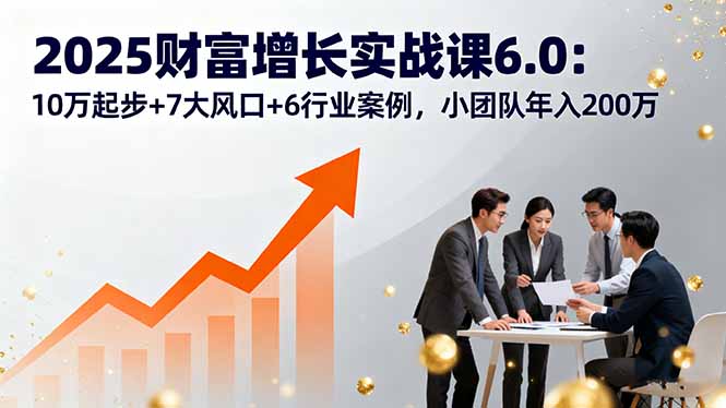 2025财富增长实战课6.0：10万起步+7大风口+6行业案例，小团队年入200万 - 搞薯条网-搞薯条网