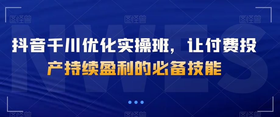 抖音千川优化实操班，让付费投产持续盈利的必备技能 - 搞薯条网-搞薯条网