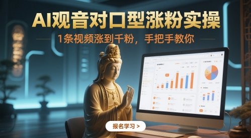 AI观音对口型涨粉实操，1条视频涨到千粉，手把手教你 - 搞薯条网-搞薯条网