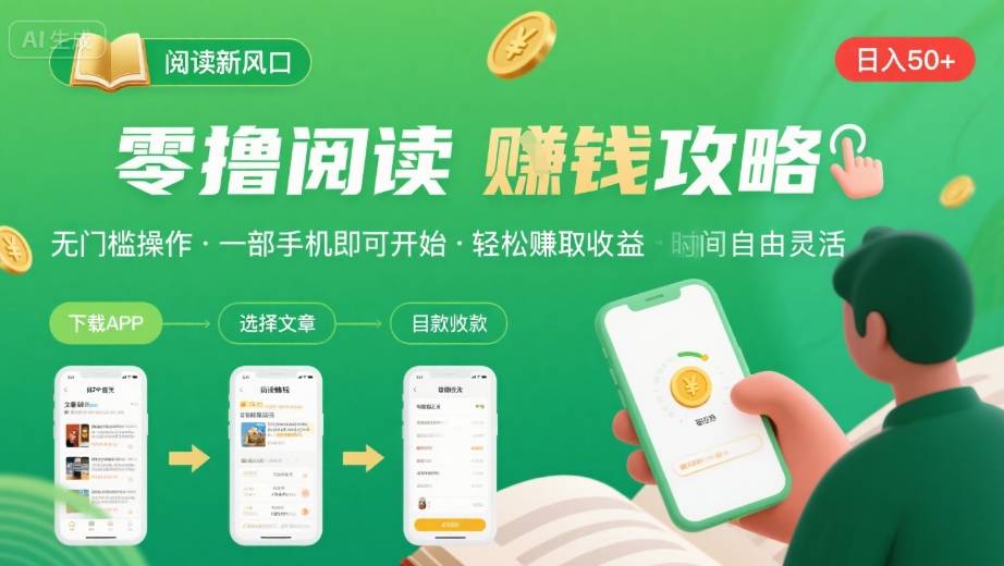 零撸阅读新风口，无门槛轻松挣，一部手机，日入 50-3张【揭秘】 - 搞薯条网-搞薯条网
