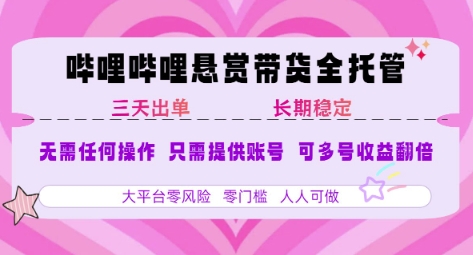 B站悬赏带货全托管，自测稳定，只需提供账号，无需基础，小白宝妈轻松上手，单日稳定3张【揭秘】 - 搞薯条网-搞薯条网