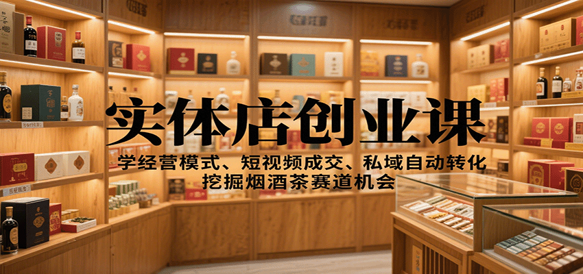 实体店创业课：学经营模式、短视频成交、私域自动转化，挖掘烟酒茶赛道机会 - 搞薯条网-搞薯条网