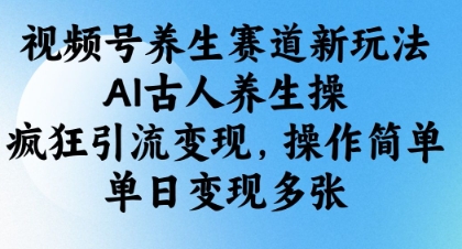 视频号养生赛道新玩法，AI古人养生操，疯狂引流变现，操作简单，单日变现多张 - 搞薯条网-搞薯条网