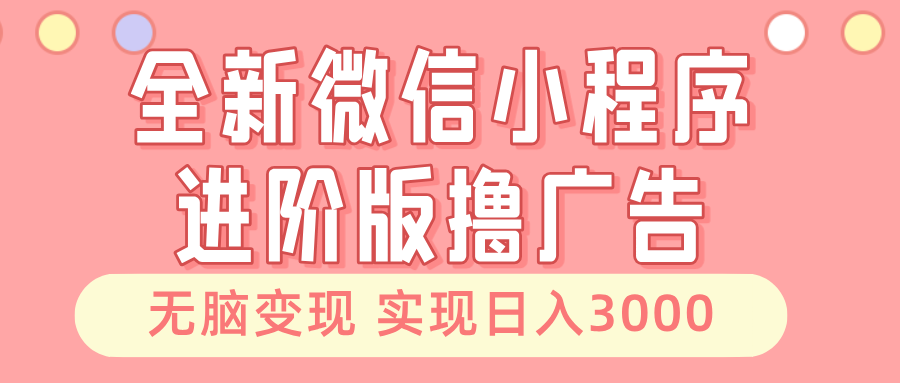 全新微信小程序进阶版撸广告 无脑变现睡后也有收入 日入3000＋ - 搞薯条网-搞薯条网
