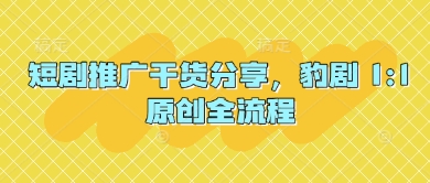 短剧推广干货分享，豹剧 1:1原创全流程 - 搞薯条网-搞薯条网