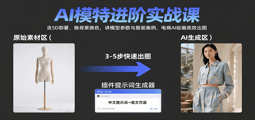 AI模特进阶实战课：含SD部署、换背景换色，讲模型参数与服装案例，电商AI绘画高效出图 - 搞薯条网-搞薯条网
