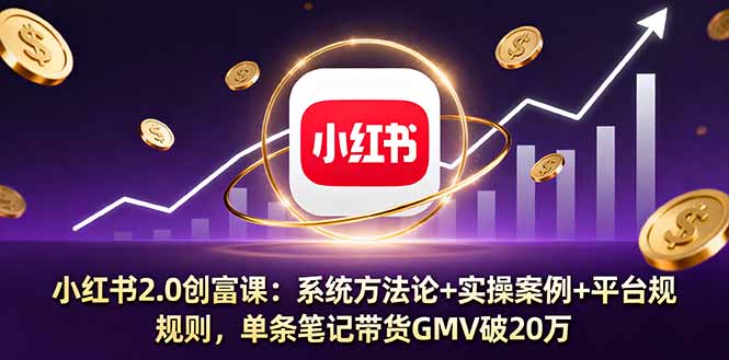 小红书2.0创富课：系统方法论+实操案例+平台规则，单条笔记带货GMV破20万 - 搞薯条网-搞薯条网