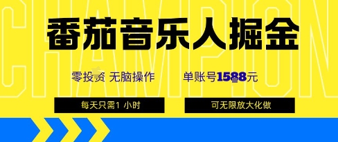 番茄音乐人掘金，单账号最高可撸1k+，可无限矩阵去做，零投入 - 搞薯条网-搞薯条网