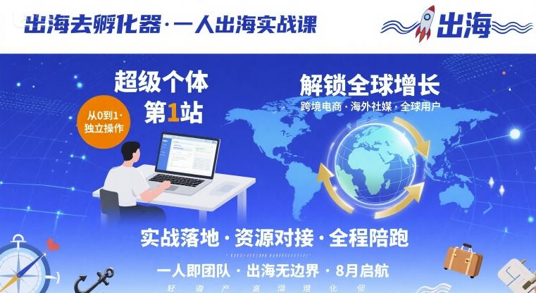 出海去孵化器，一人出海实战课，​超级个体第1站，解锁全球增长 - 搞薯条网-搞薯条网