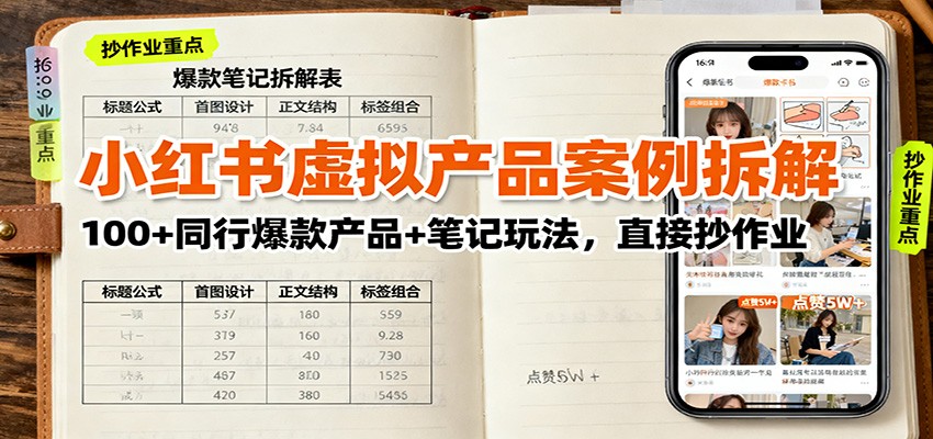 小红书虚拟产品案例拆解：100+同行爆款产品+笔记玩法，直接抄作业 - 搞薯条网-搞薯条网