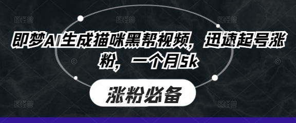 即梦AI生成猫咪黑帮视频，迅速起号涨粉，一个月5k - 搞薯条网-搞薯条网