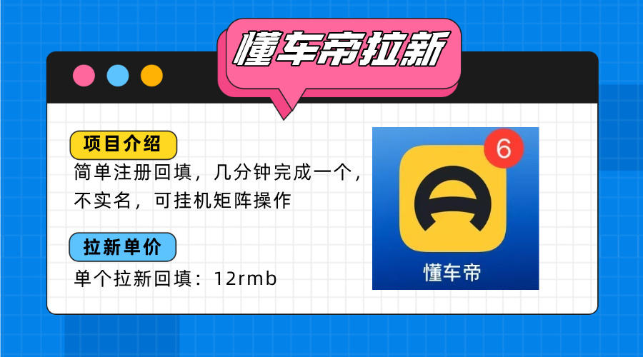 懂车帝邪修拉新玩法，简单注册回填，不sm，单个拉新12rmb，轻松日入200+ - 搞薯条网-搞薯条网