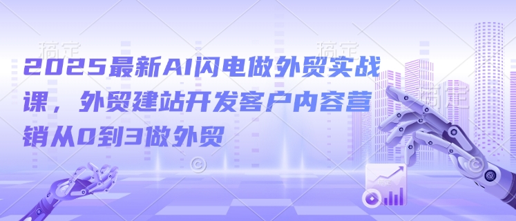 2025最新AI闪电做外贸实战课，外贸建站开发客户内容营销从0到3做外贸 - 搞薯条网-搞薯条网