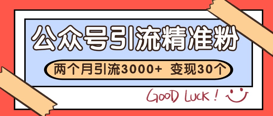公众号精准粉引流玩法 2个月3000+精准粉 变现30万+ - 搞薯条网-搞薯条网