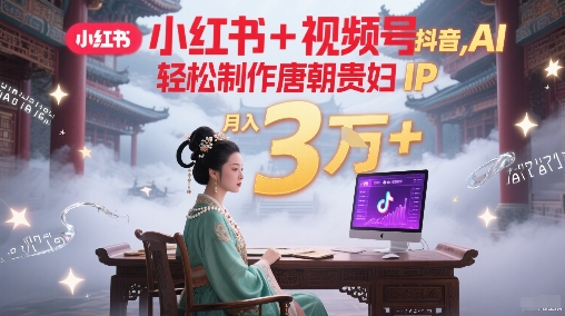 小红书+视频号+抖音，AI轻松制作唐朝贵妇IP，每天30分钟，轻松产出N条，月入3W+ - 搞薯条网-搞薯条网