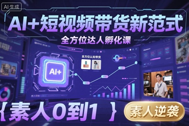 AI+短视频带货新范式全方位达人孵化课,素人也可以从0到1,全方位认知短视频带货-搞薯条网