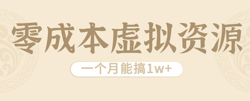 相当暴利的虚拟资源项目，无需成本一个月能搞1w+ - 搞薯条网-搞薯条网