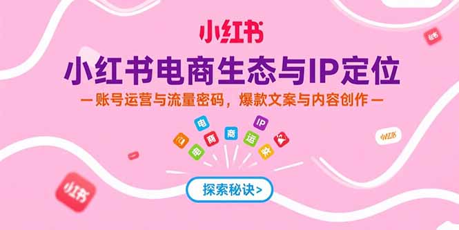小红书电商生态与IP定位，账号运营与流量密码，爆款文案与内容创作 - 搞薯条网-搞薯条网