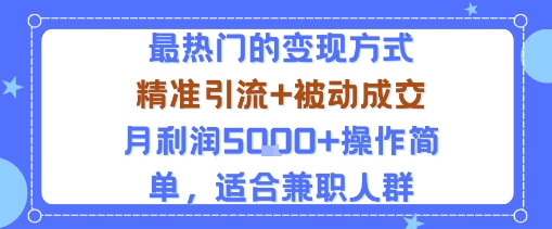 小众赛道玩法：当下最热门的变现方式，精准引流+被动成交月利润5k+操作简单，适合兼职人群 - 搞薯条网-搞薯条网