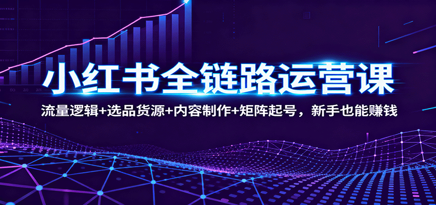小红书全链路运营课：流量逻辑+选品货源+内容制作+矩阵起号，新手也能赚钱 - 搞薯条网-搞薯条网