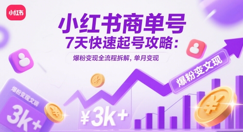 小红书商单号7天快速起号攻略：爆粉变现全流程拆解，单月变现3k+ - 搞薯条网-搞薯条网