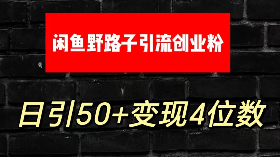 大眼闲鱼野路子引流创业粉，日引50+单日变现四位数-森森项目库