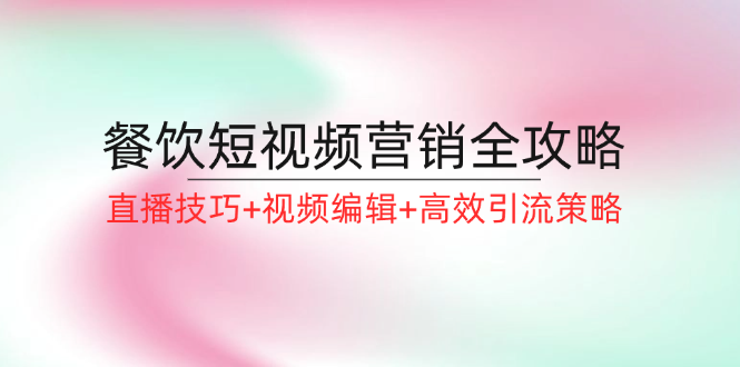 餐饮短视频营销全攻略：直播技巧+视频编辑+高效引流策略-搞薯条网 - 搞薯条网-搞薯条网