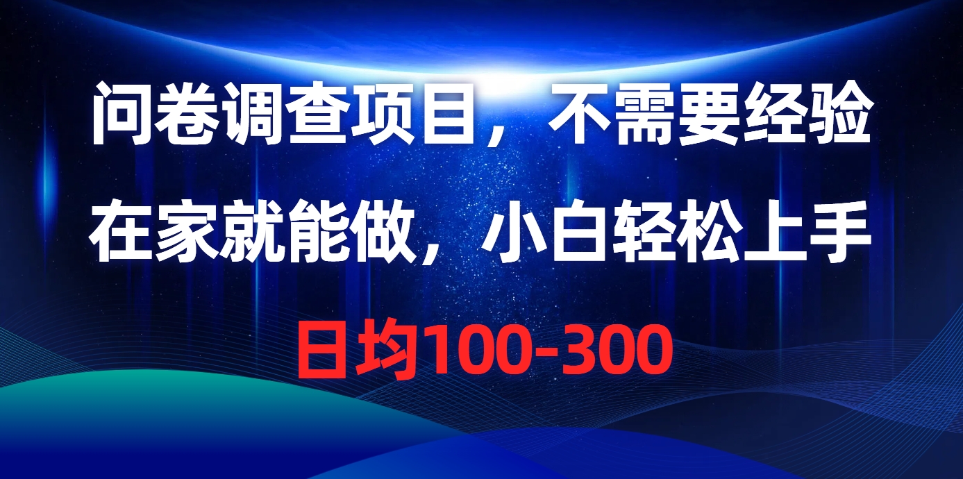 问卷调查项目，不需要经验，在家就能做，小白轻松上手，日均100-300 - 搞薯条网-搞薯条网