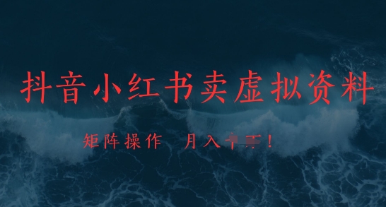 抖音小红书卖虚拟资料，市场需求一直存在，矩阵操作，月入1w+ - 搞薯条网-搞薯条网