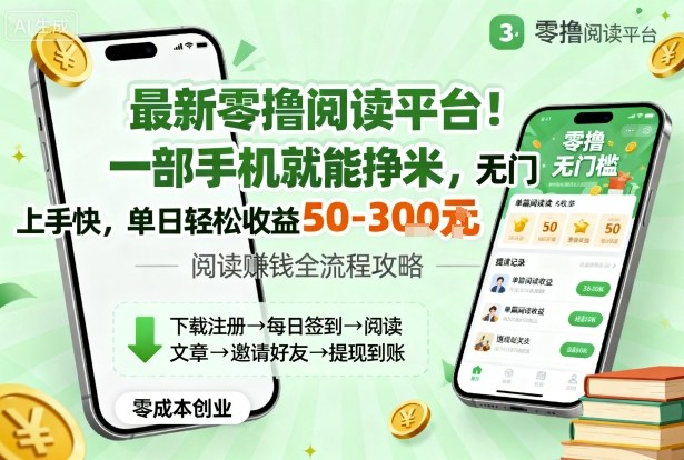 最新零撸阅读平台!一部手机就能挣米,无门槛上手快,单日轻松收益50-3张【揭秘】-搞薯条网