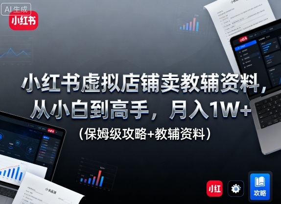 小红书虚拟店铺卖教辅资料，从小白到高手，月入1W+(保姆级攻略+教辅资料) - 搞薯条网-搞薯条网