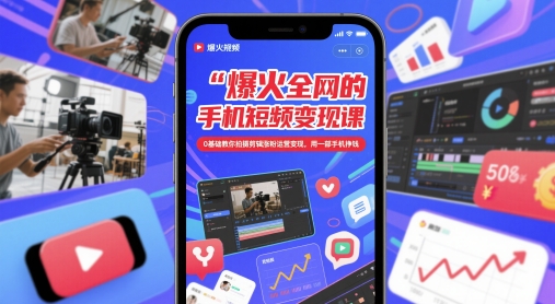 爆火全网的手机短视频变现课，0基础教你拍摄剪辑涨粉运营变现，用一部手机挣钱 - 搞薯条网-搞薯条网