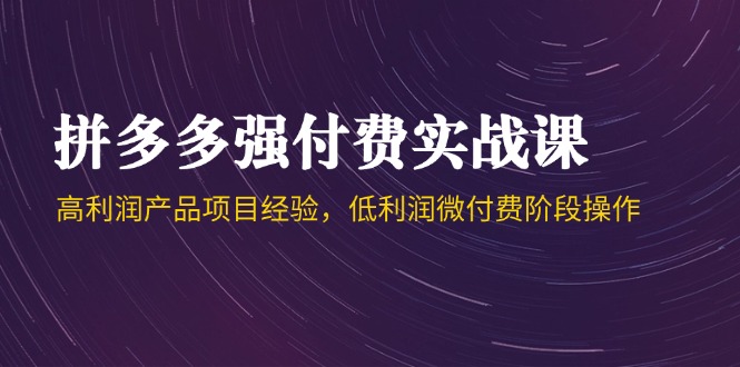 拼多多强付费实战课-44期，高利润产品项目经验，低利润微付费阶段操作 - 搞薯条网-搞薯条网