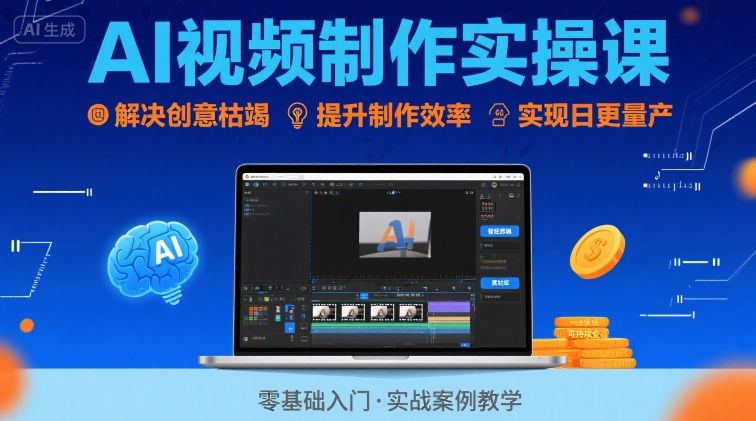 Ai视频制作实操课，解决创意枯竭、效率低下痛点，实现日更量产可持续变现 - 搞薯条网-搞薯条网