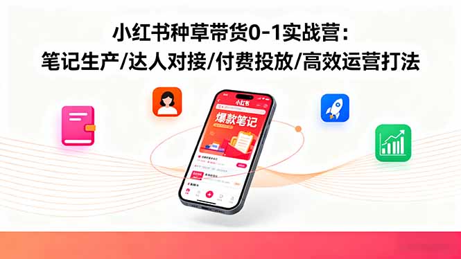 小红书种草带货0-1实战营：笔记生产/达人对接/付费投放/高效运营打法 - 搞薯条网-搞薯条网