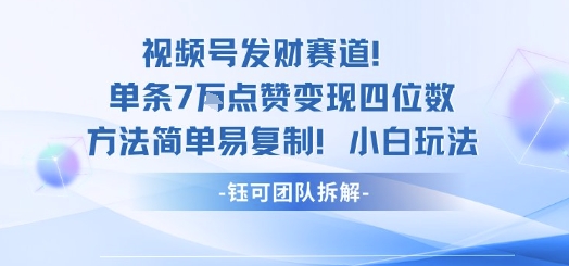 视频号发财赛道单条7W点赞变现四位数方法简单易复制小白玩法 - 搞薯条网-搞薯条网