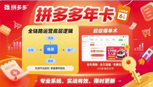拼多多年卡【8月更新6节】拼多多全链路运营底层逻辑，超级爆单术 - 搞薯条网-搞薯条网