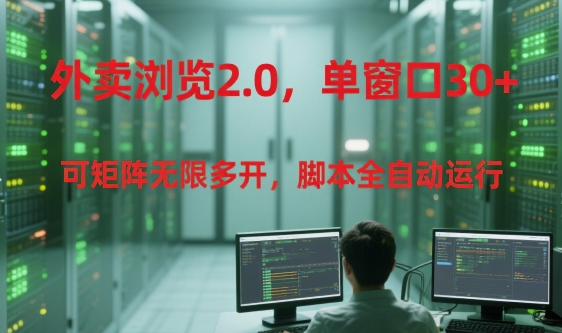 外卖浏览2.0，单窗口30+可矩阵无限多开，脚本全自动运行【揭秘】 - 搞薯条网-搞薯条网
