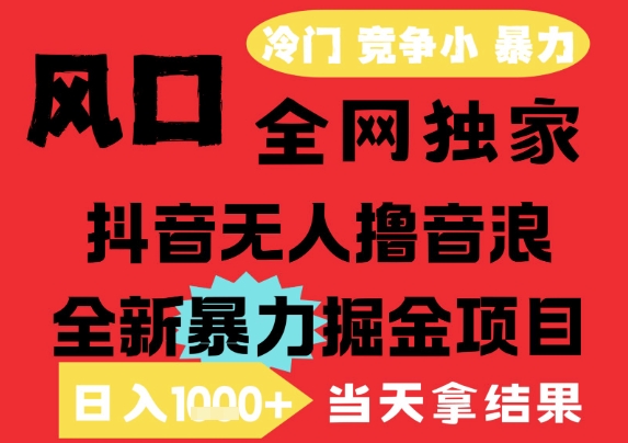 25年6月高爆抖音无人直播最新撸音浪掘金项目，解放双手小白可做，无脑日入1k+，门槛低【揭秘】 - 搞薯条网-搞薯条网