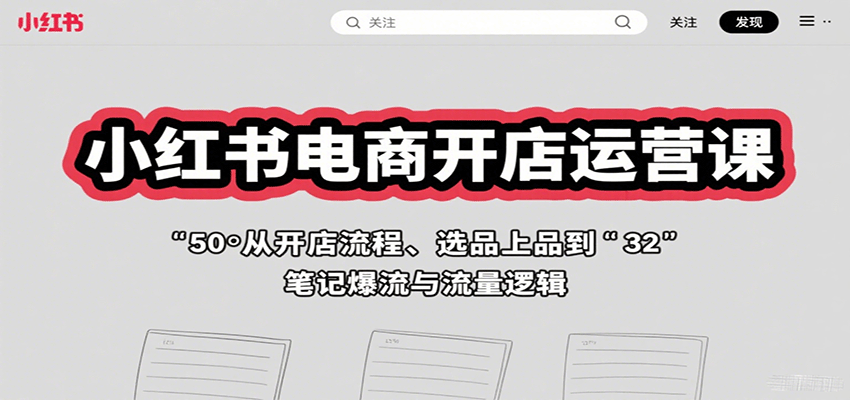 小红书电商开店运营课：从开店流程、选品上品到笔记爆流与流量逻辑 - 搞薯条网-搞薯条网