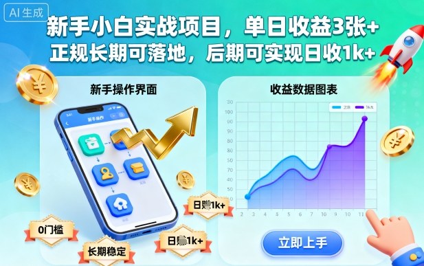 新手小白实战项目,单日收益3张+,正规长期可落地,后期可实现日收1k+【揭秘】-搞薯条网